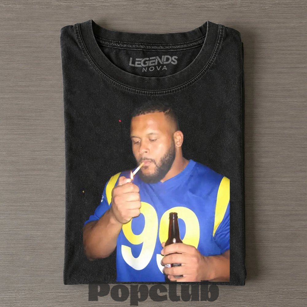 Los Angeles Rams Aaron Donald Drinking & Middle Finger T-Shirt Los Angeles Rams Aaron Donald Drinking & Middle Finger T-Shirt