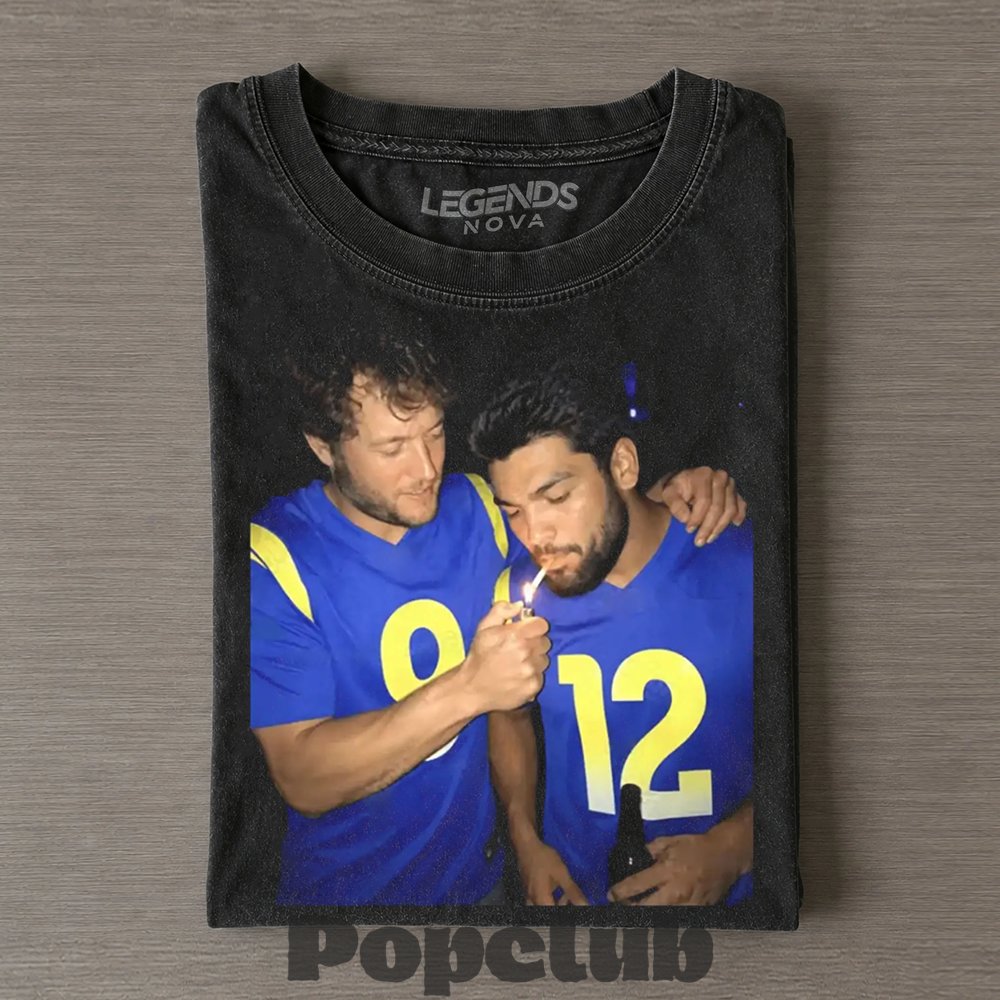 Los Angeles Rams Matthew Stafford & Puka Nacua Smoking & Drinking T-Shirt Los Angeles Rams Matthew Stafford & Puka Nacua Smoking & Drinking T-Shirt