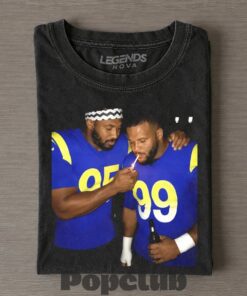 Los Angeles Rams Myles Garrett & Aaron Donald Smoking & Drinking T-Shirt
