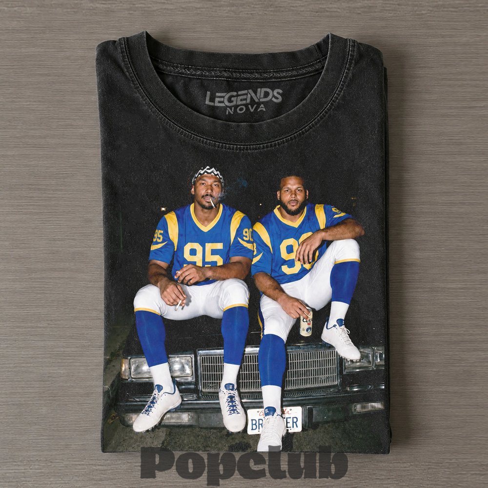 Los Angeles Rams Myles Garrett & Aaron Donald Smoking & Drinking T-Shirt Los Angeles Rams Myles Garrett & Aaron Donald Smoking & Drinking T-Shirt