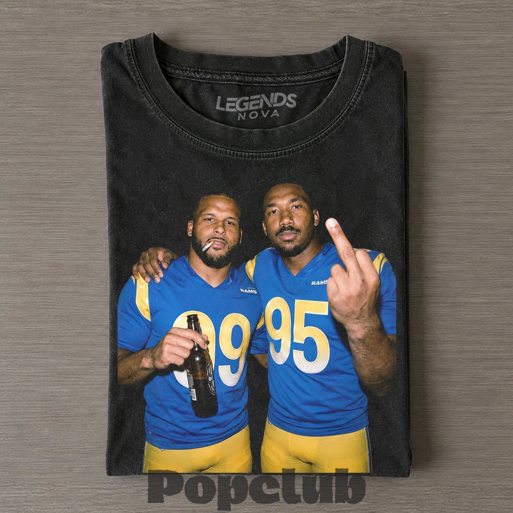 Los Angeles Rams Myles Garrett & Aaron Donald Smoking & Drinking T-Shirt Los Angeles Rams Myles Garrett & Aaron Donald Smoking & Drinking T-Shirt