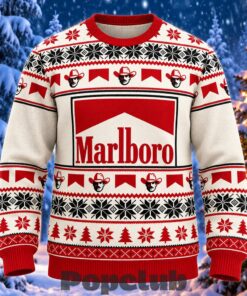 Marlboro Cigarette Smoke Logo Cowboys Fair Isle Ugly Christmas Sweater