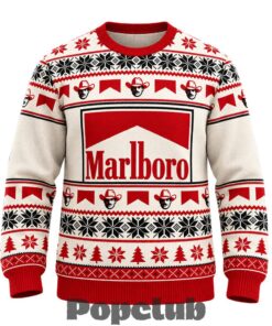 Marlboro Cigarette Smoke Logo Cowboys Fair Isle Ugly Christmas Sweater