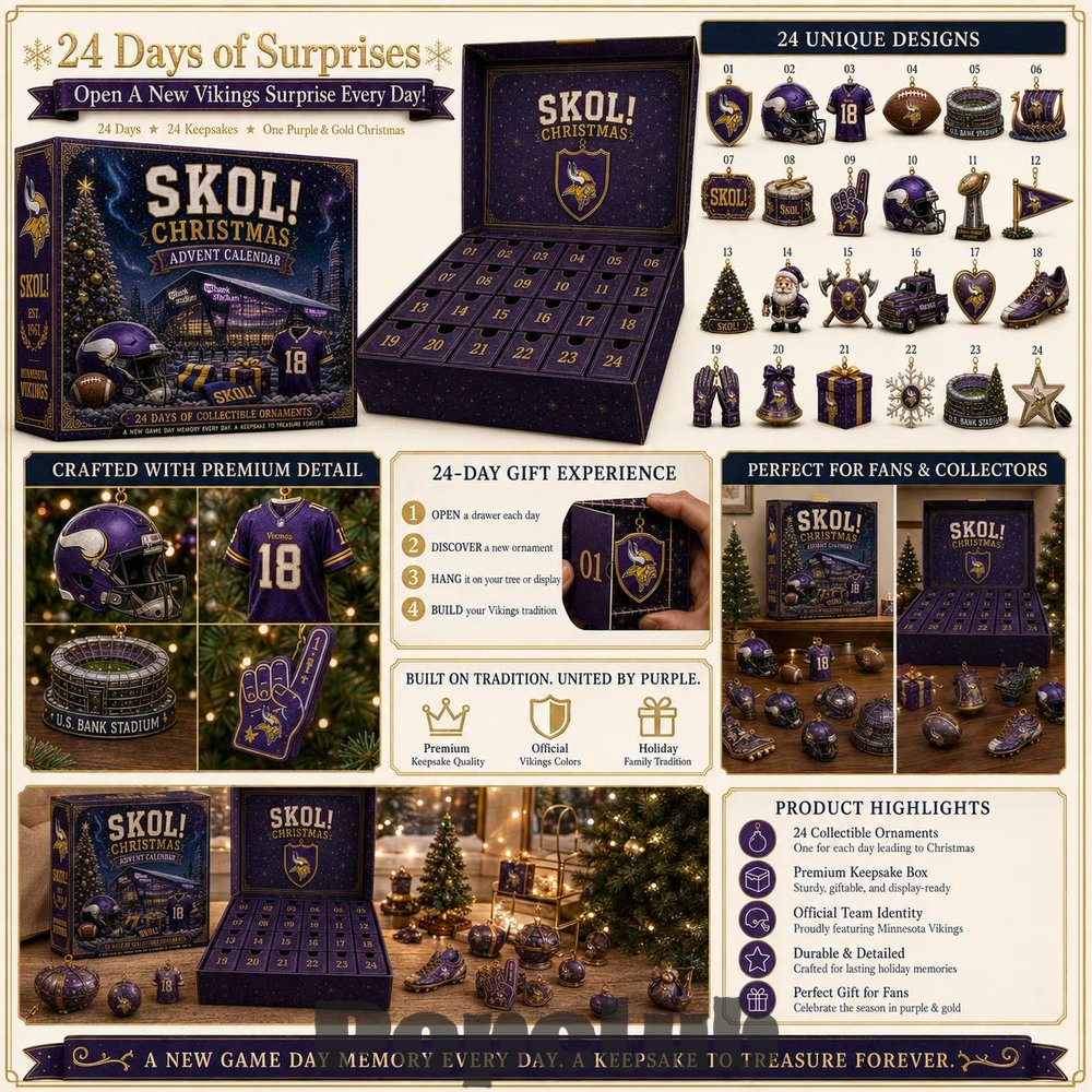 Minnesota Vikings SKOL! Football 2026 Christmas Advent Calendar Collector’s Edition Minnesota Vikings SKOL! Football 2026 Christmas Advent Calendar Collector’s Edition