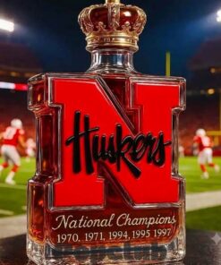 Nebraska Cornhuskers 5-Time National Champions Whiskey Bottle