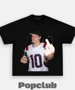 New England Patriots Drake Maye Drinking & Middle Finger T-Shirt