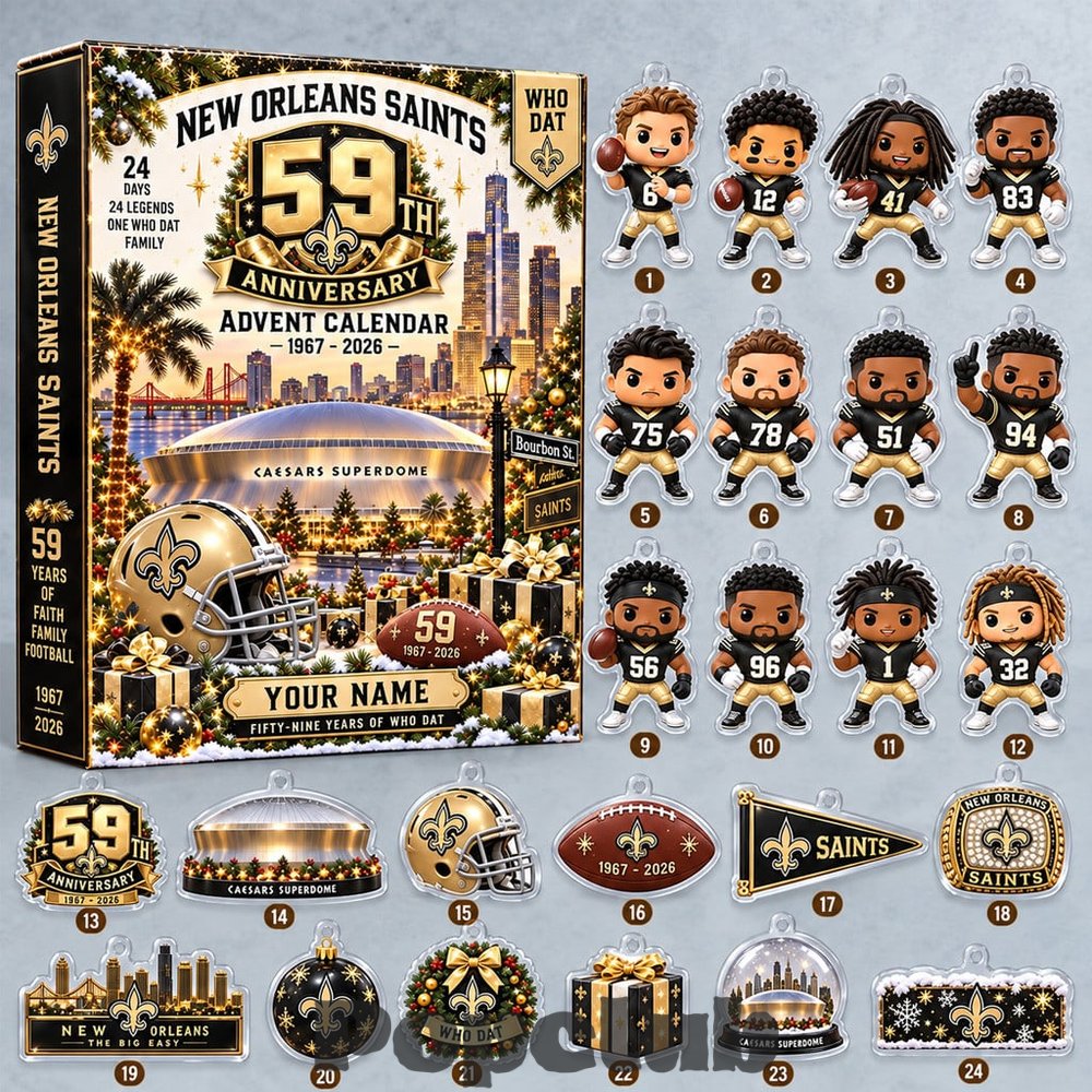 New Orleans Saints 59th Anniversary 2026 Personalized Advent Calendar – 24 Collectible Charms New Orleans Saints 59th Anniversary 2026 Personalized Advent Calendar – 24 Collectible Charms