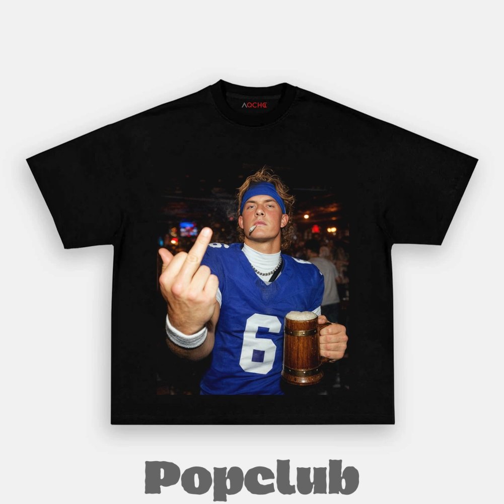 New York Giants Jaxson Dart Drinking & Middle Finger T-Shirt New York Giants Jaxson Dart Drinking & Middle Finger T-Shirt