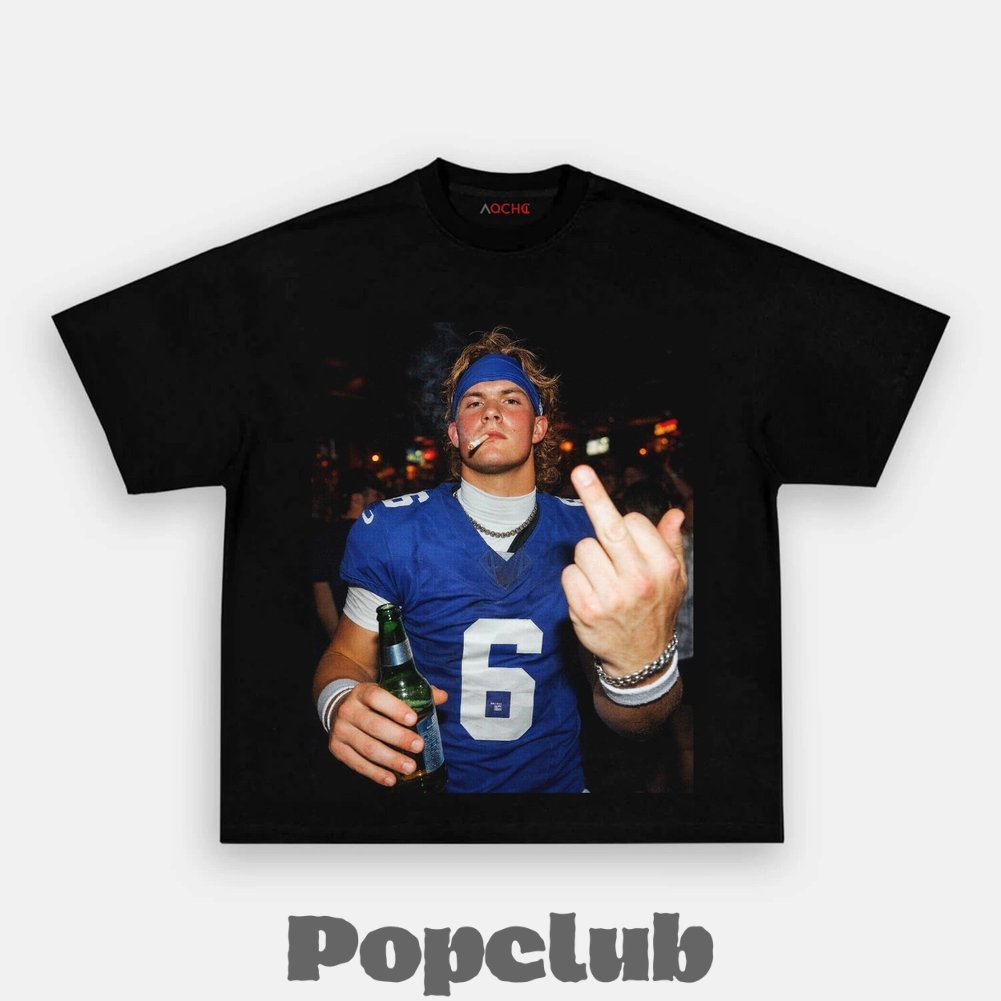New York Giants Jaxson Dart Drinking & Middle Finger T-Shirt New York Giants Jaxson Dart Drinking & Middle Finger T-Shirt
