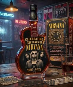 Nirvana Rock Band 39th Anniversary 1987-2026 Guitar Whiskey Bottle
