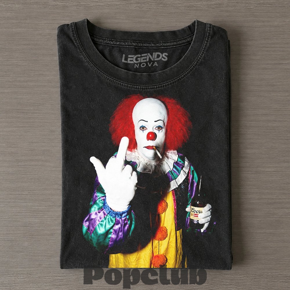 Pennywise IT Clown Vintage Horror Movie Graphic Middle Finger T-Shirt Pennywise IT Clown Vintage Horror Movie Graphic Middle Finger T-Shirt