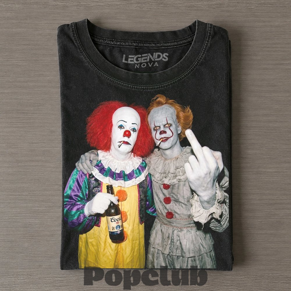 Pennywise IT Clown Vintage Horror Movie Graphic Middle Finger T-Shirt Pennywise IT Clown Vintage Horror Movie Graphic Middle Finger T-Shirt