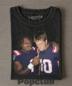 Philadelphia Eagles A.J. Brown & New England Patriots Drake Maye Smoking & Drinking T-Shirt