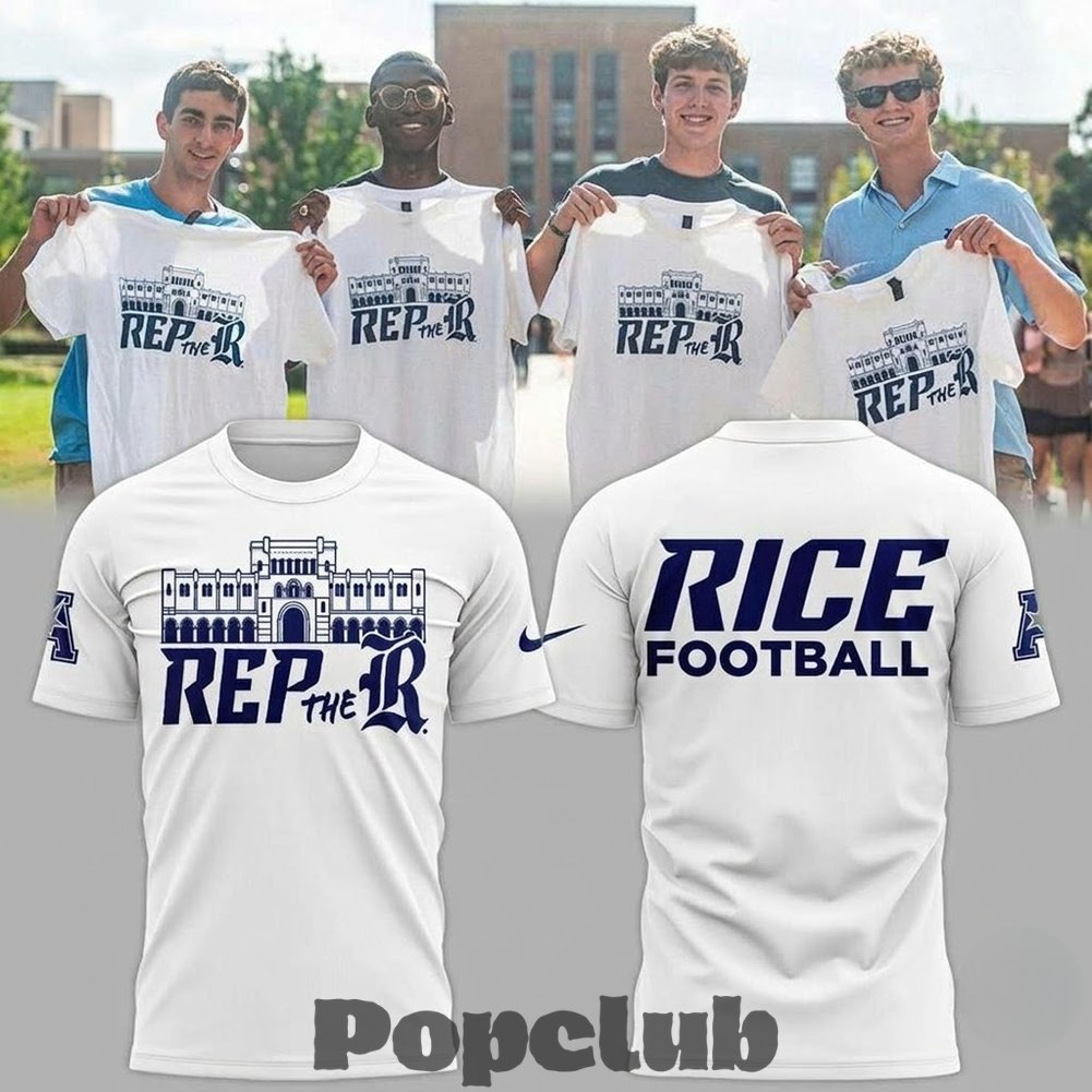 Rice Owls Football Rep The R Lovett Hall Campus T-Shirt Rice Owls Football Rep The R Lovett Hall Campus T-Shirt
