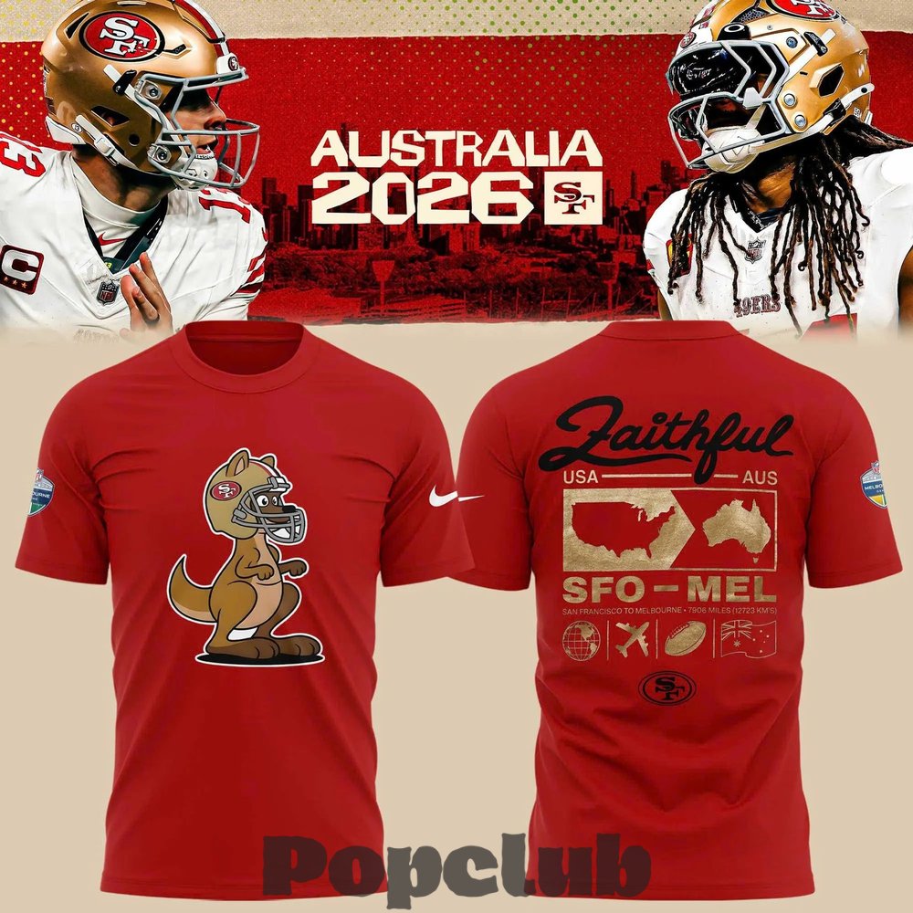 San Francisco 49ers 2026 Melbourne Game T-Shirt San Francisco 49ers 2026 Melbourne Game T-Shirt