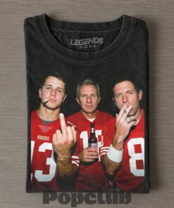 San Francisco 49ers Brock Purdy, Joe Montana & Steve Young Drinking & Middle Finger T-Shirt