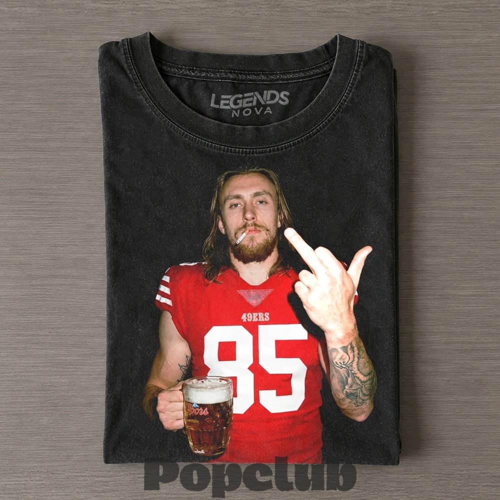 San Francisco 49ers George Kittle Drinking & Middle Finger T-Shirt San Francisco 49ers George Kittle Drinking & Middle Finger T-Shirt