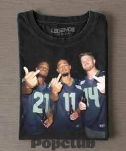 Seattle Seahawks Devon Witherspoon, Jaxon Smith-Njigba & DK Metcalf Smoking & Middle Finger T-Shirt
