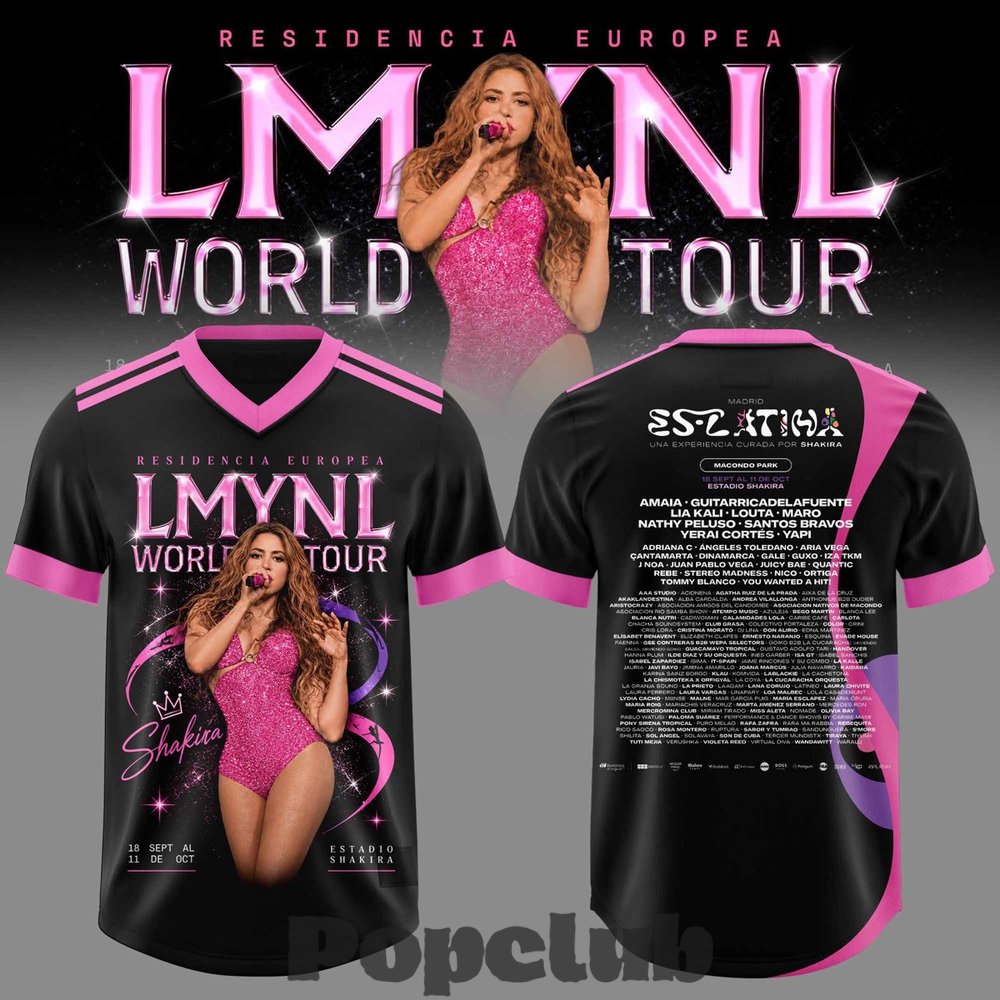 Shakira Residencia Europea World Tour Football Jersey Shakira Residencia Europea World Tour Football Jersey