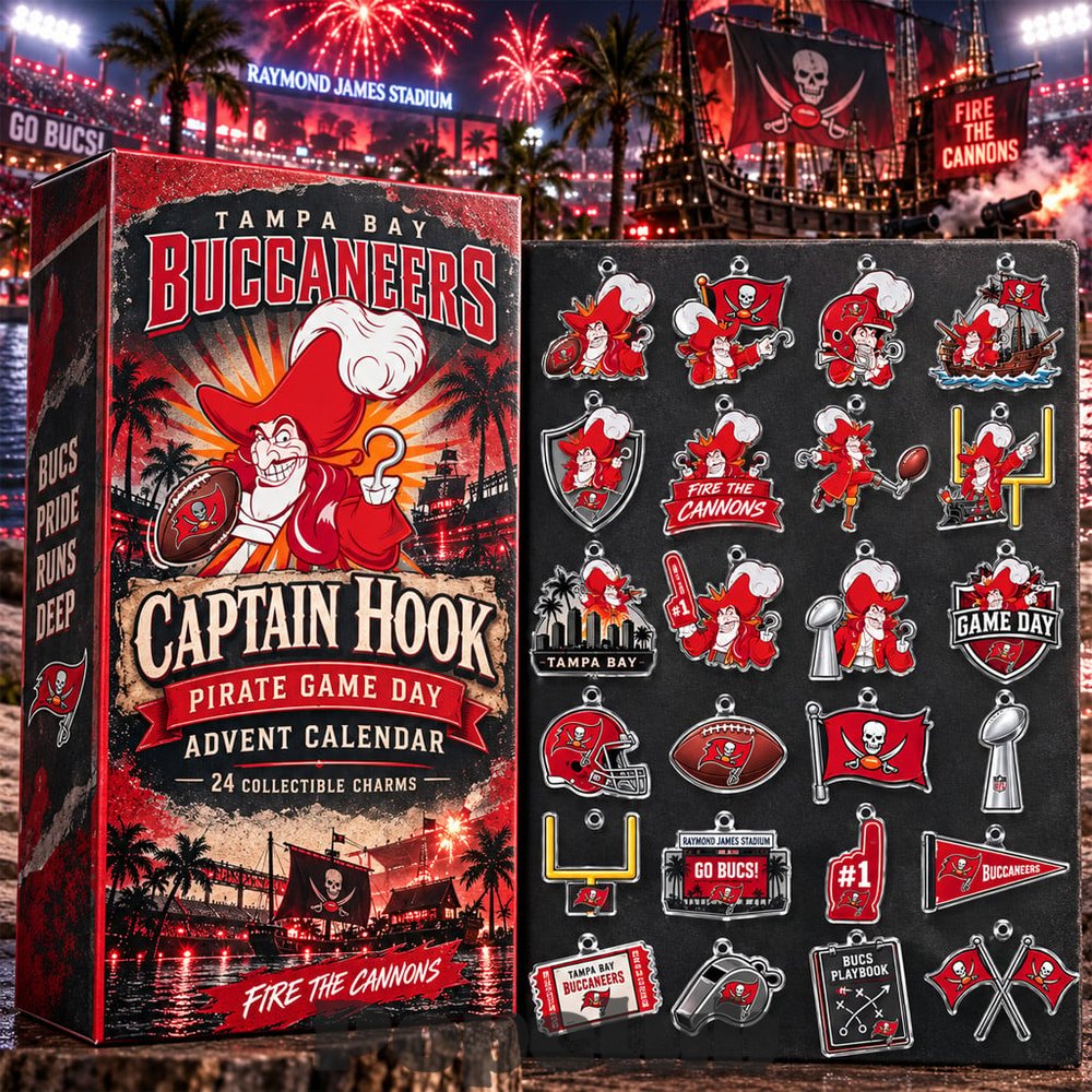 Tampa Bay Buccaneers x Captain Hook 2026 Advent Calendar – 24 Collectible Charms Tampa Bay Buccaneers x Captain Hook 2026 Advent Calendar – 24 Collectible Charms