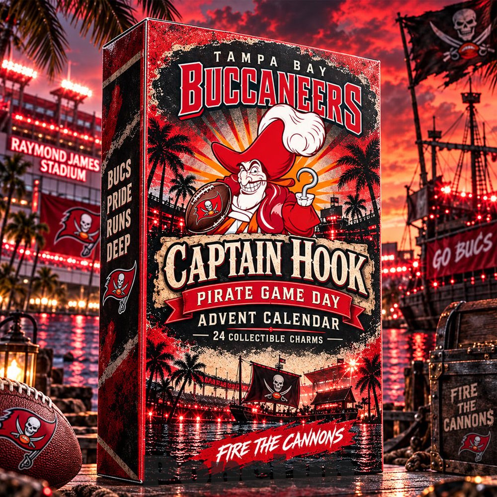 Tampa Bay Buccaneers x Captain Hook 2026 Advent Calendar – 24 Collectible Charms Tampa Bay Buccaneers x Captain Hook 2026 Advent Calendar – 24 Collectible Charms