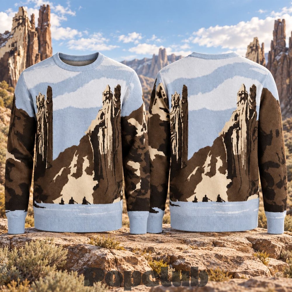The Lord of The Rings Gates of Argonath Scenic Ugly Christmas Sweater The Lord of The Rings Gates of Argonath Scenic Ugly Christmas Sweater