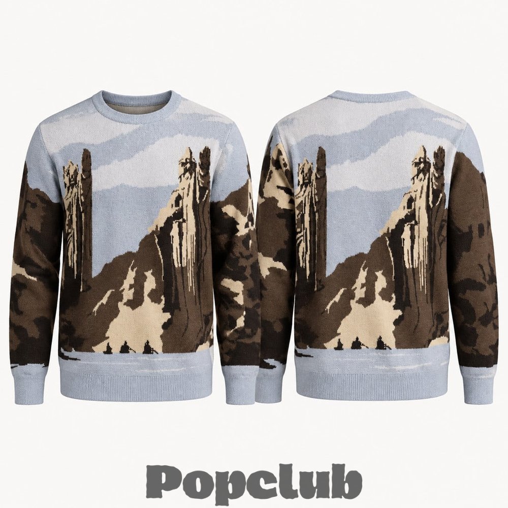 The Lord of The Rings Gates of Argonath Scenic Ugly Christmas Sweater The Lord of The Rings Gates of Argonath Scenic Ugly Christmas Sweater